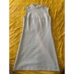 1960s baby blue and white flower print dress